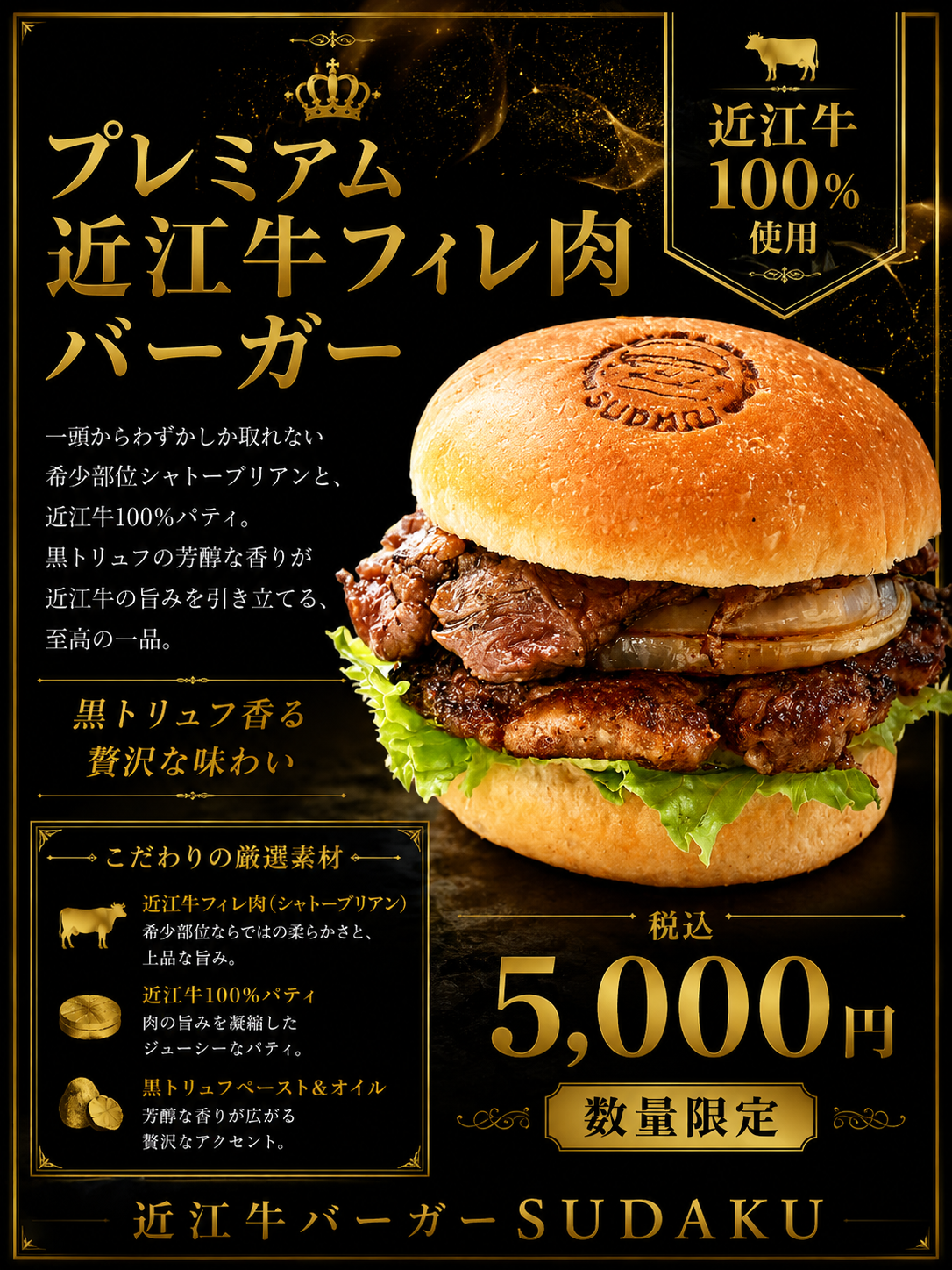 【数量限定】プレミアム近江牛フィレ肉バーガー新登場のお知らせ